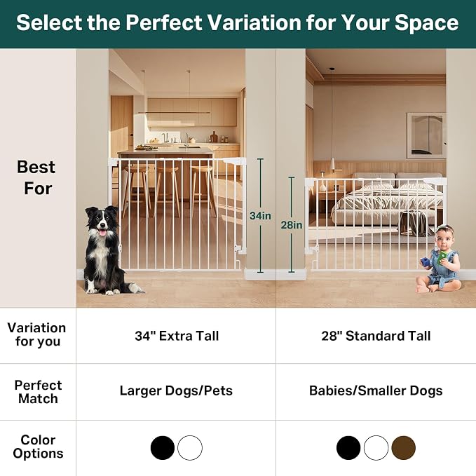 Cumbor 34" Extra Tall No Bottom Bar Baby Gate - Image 6