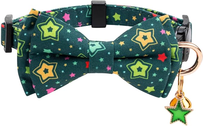 2 Pack Cotton Cat Collar with Bow Tie and Bell - Image 3