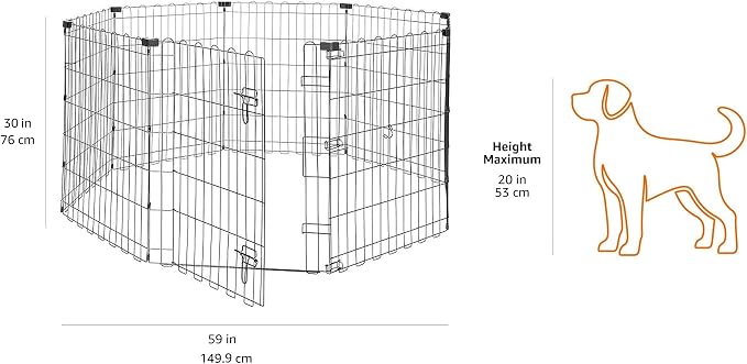 Amazon Basics Portable Foldable Octagonal Metal Exercise Dog Playpen, - Image 4