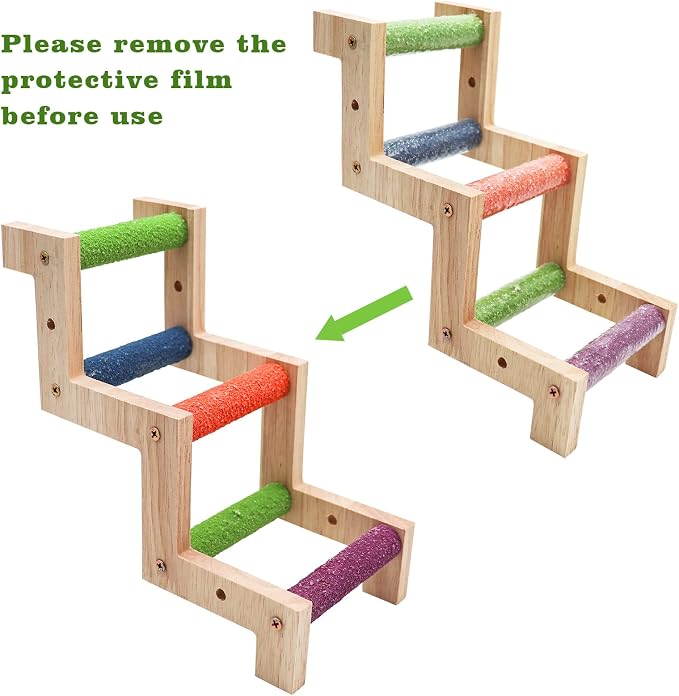 Bird Ladder Bridge, Wooden Parrot Hamster Climbing Ladder Toys, Bird Perch Stand - Image 4