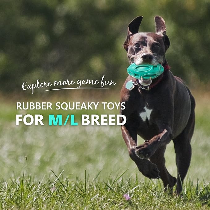 EASTBLUE Squeaky Dog Toys for Aggressive Chewers: Rubber Interactive Puppy Ball - Image 2