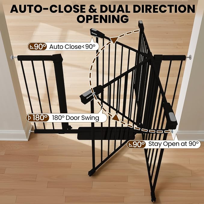 29.7-46" Extra Wide Baby Gate for Stairs, Pressure Mounted Dog Gate Indoor for - Image 7