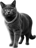 Silver Cat Chain Collar, Adjustable Cuban Link Necklace by CWYZA