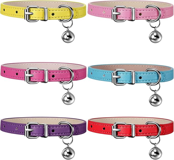 Weewooday 6 Pieces Leather Cat Collar by Weewooday