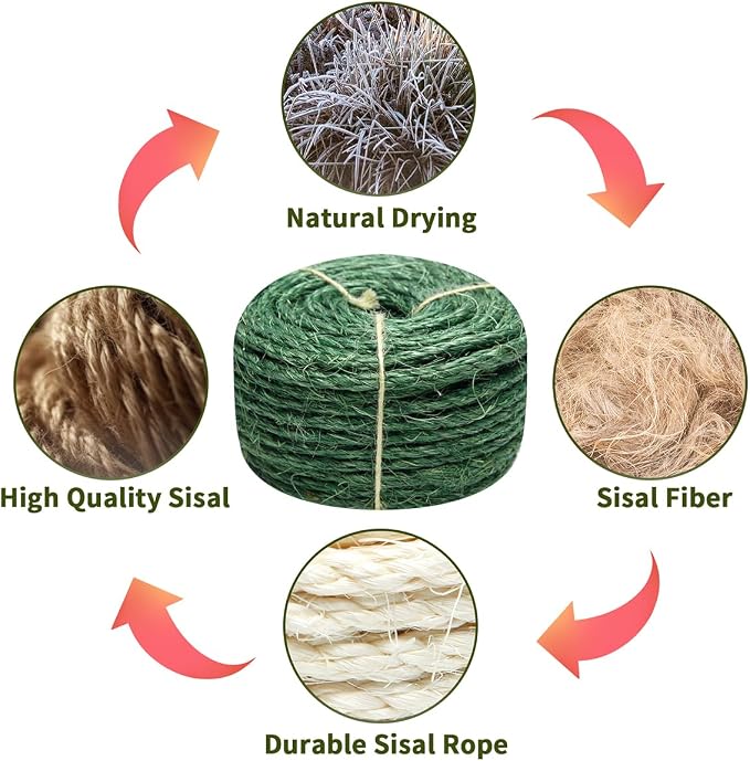 Green Sisal Rope 1/4 Inch by 49-Feet - Image 4
