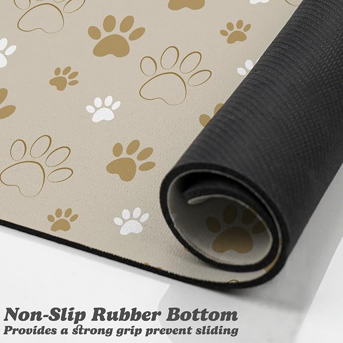 Dog Food Mat, Absorbent Water Bowl Mats Cat Pet Feeding Placemats Beige 16 * 24 - Image 3