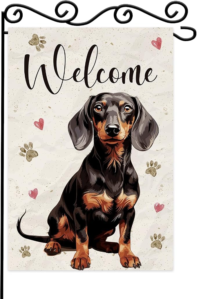 Welcome Dog Summer Garden Flag, Dog Paw Print Garden Flag, Welcome to Cute Dog by WPCTYQ