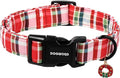 DOGWONG Christmas Dog Collar, Adjustable Red Checkered Pet Collars Christmas by DOGWONG
