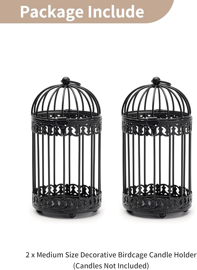 NUPTIO Black Decorative Bird Cage: Birdcage Hanging Lantern - Image 7