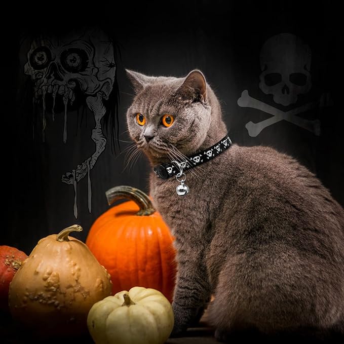 azuza 4 Pack Halloween Kitten Collar Breakaway, Quick Release Safe Buckle - Image 2
