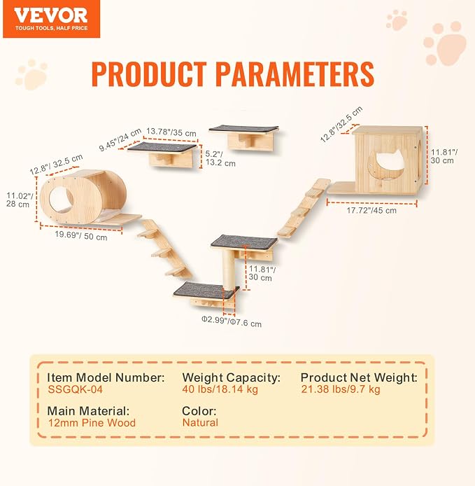 VEVOR Wall Mounted Cat Shelves and Perches - Image 3