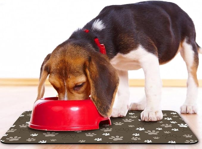 Dog Food Mat, Absorbent Water Bowl Mats Cat Pet Feeding Placemats Brown 24 * 32 - Image 6