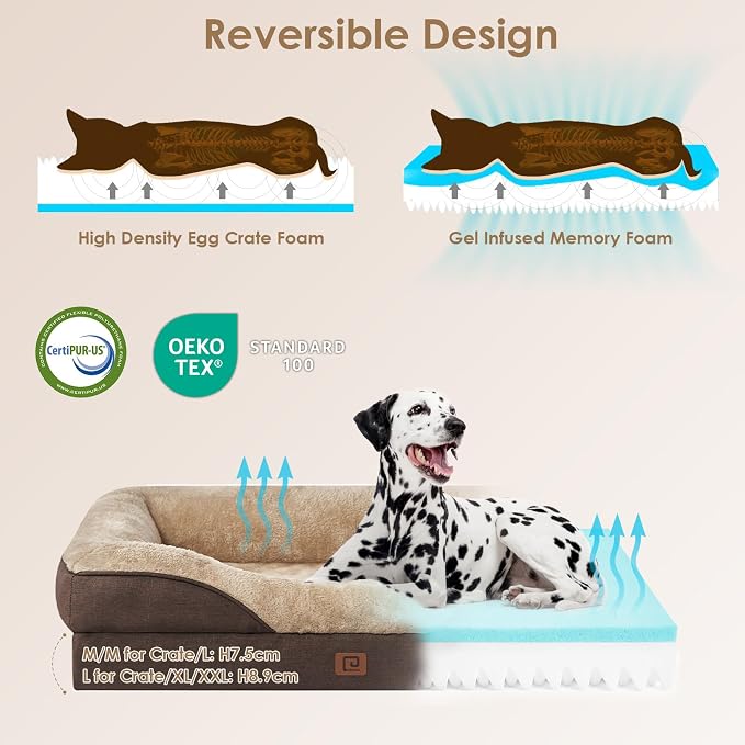 EHEYCIGA Orthopedic Dog Bed for Large Sized Dog, Waterproof Liner & Washable - Image 2
