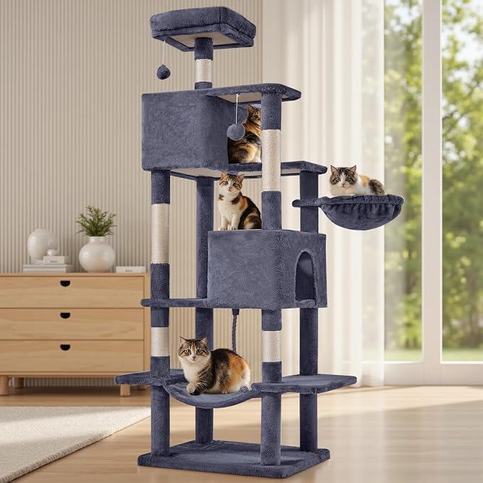 DUMOS Large 66 Inch Cat Tree Tower, Tall Multi Level Cat Climbing Tower - Image 7