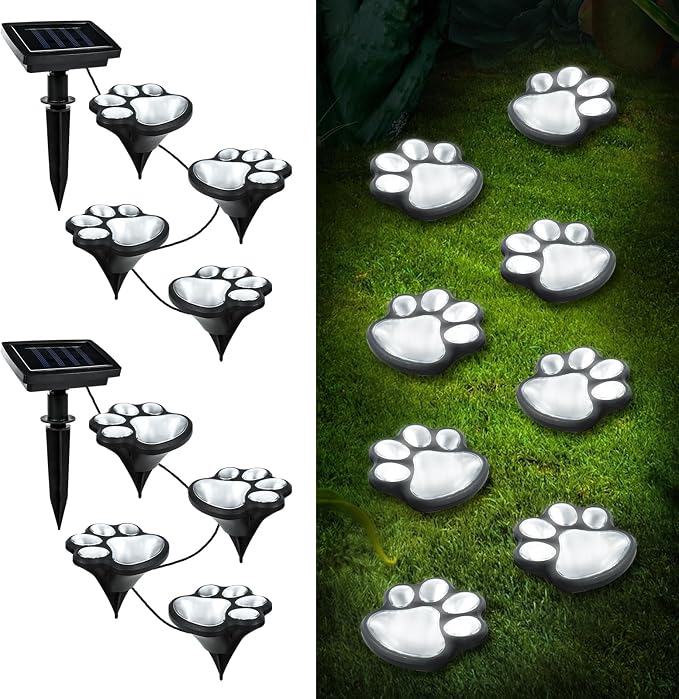 Animal Paw Print Solar Lights Outdoor Garden Decor, 8 Pack Paw Print Lights by Ratopo