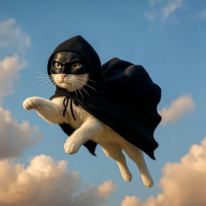 Black Bat Cat Mask and Cloak Costume - Image 8