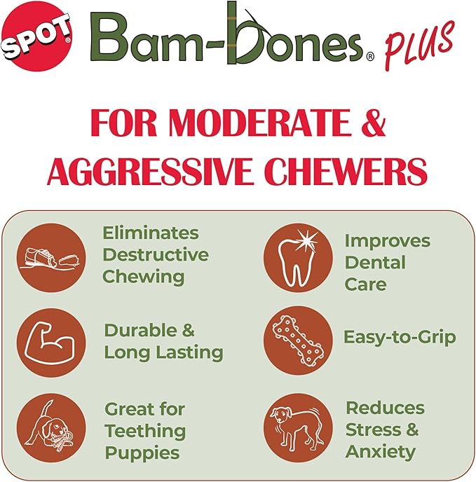 SPOT Bam-Bones Plus Branch -Bamboo Fiber & Nylon, Durable Long Lasting Dog Chew - Image 3