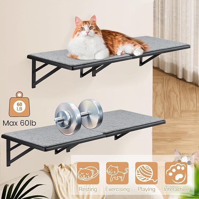 Cat Wall Shelves Set of 4, Purrfect Cat Furniture Set - Image 5