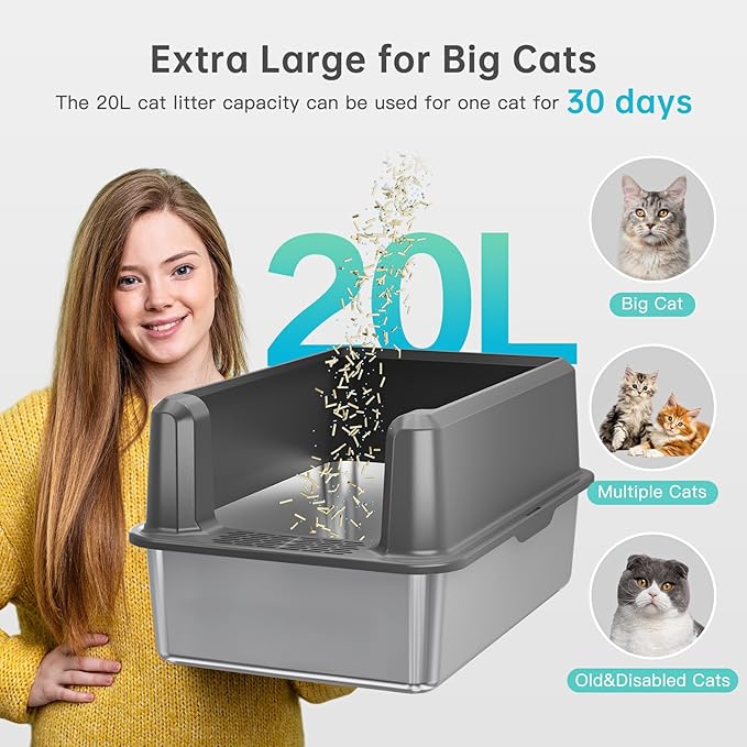 Enclosed Stainless Steel Cat Litter Box - Image 3