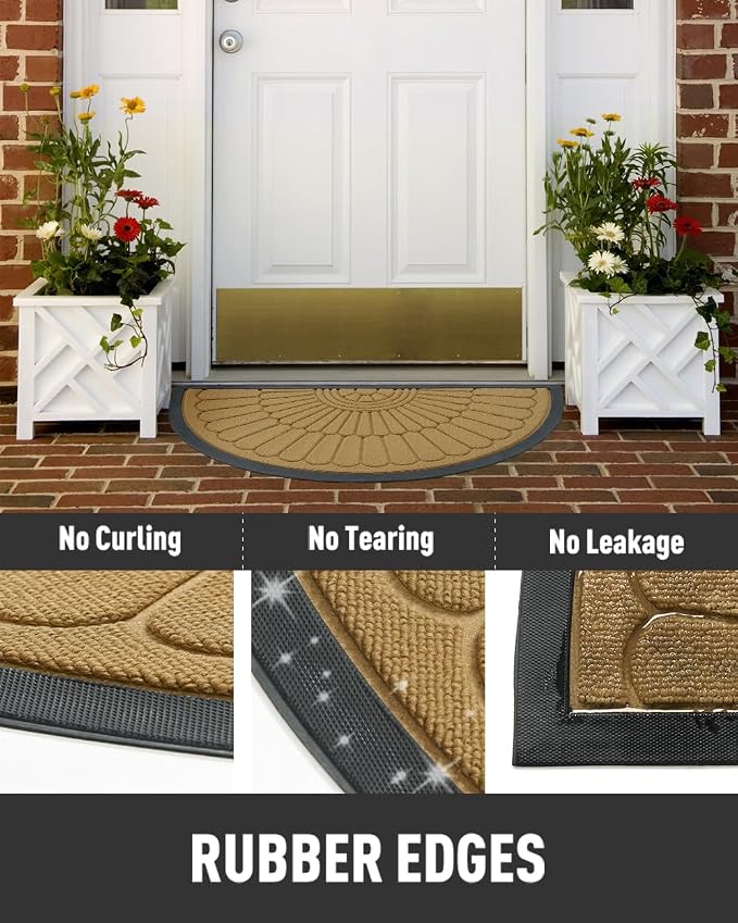 tchdio Door Mat Outdoor Indoor Entrance Doormat-Semicircular Durable Rubber Non - Image 4
