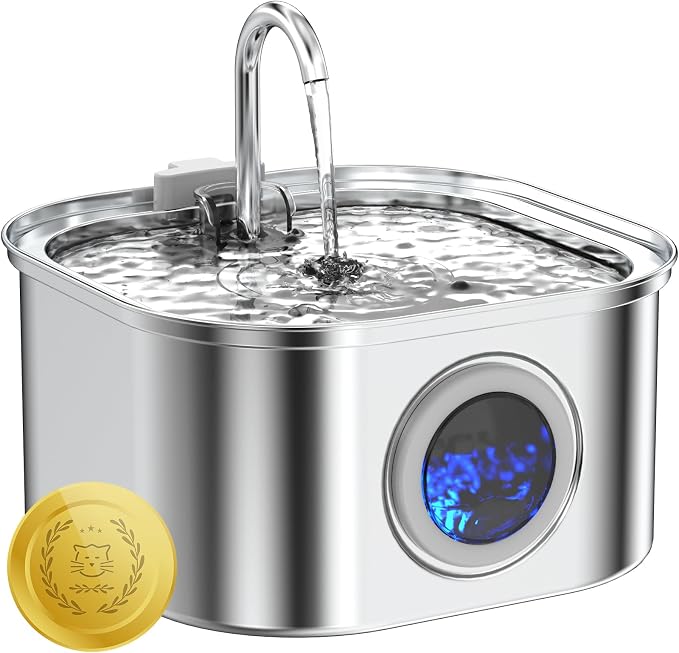 Cat Water Fountain Stainless Steel, 108oz/3.2L Automatic Pet Water Dispenser by Lawfery