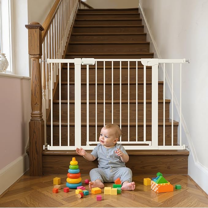 29.5-46" Magnetic Baby Gate for Stairs, Baby Safety Essentials, Auto Close Gate by Mutak