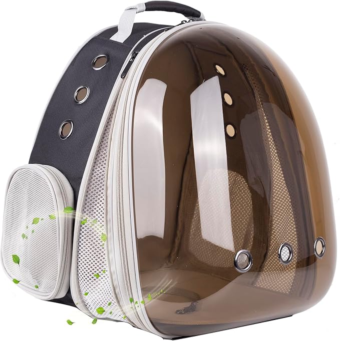 Front Expandable Cat Backpack Carrier, Fit up to 20 lbs, Polarized Tinted Brown by halinfer