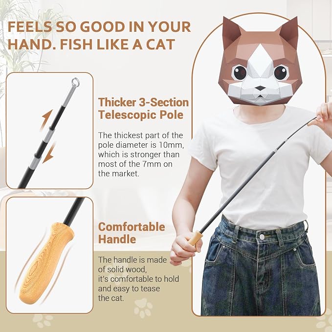 ROSAUI Cat Teaser Wand Toys, Interactive Bird Toys - Image 3