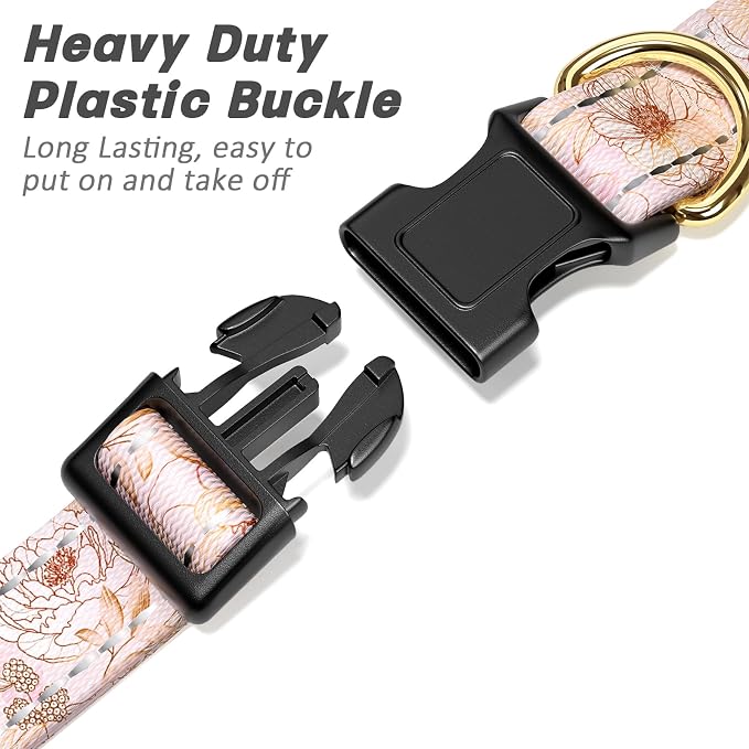 Reflective Dog Collar for Large Dogs, Cute Flower Theme Adjustable Heavy-Duty - Image 4