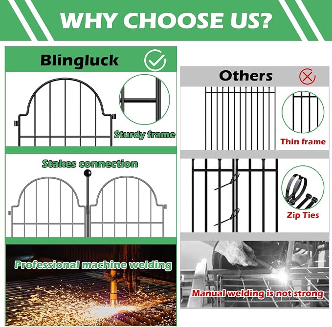 Garden Fence, 17 in x 21 ft Arched Rustproof Metal No Dig Fence Garden Fence - Image 5
