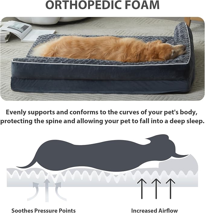 BFPETHOME Extra Large Orthopedic Dog Bed, L-Shaped Pet Bed - Image 2