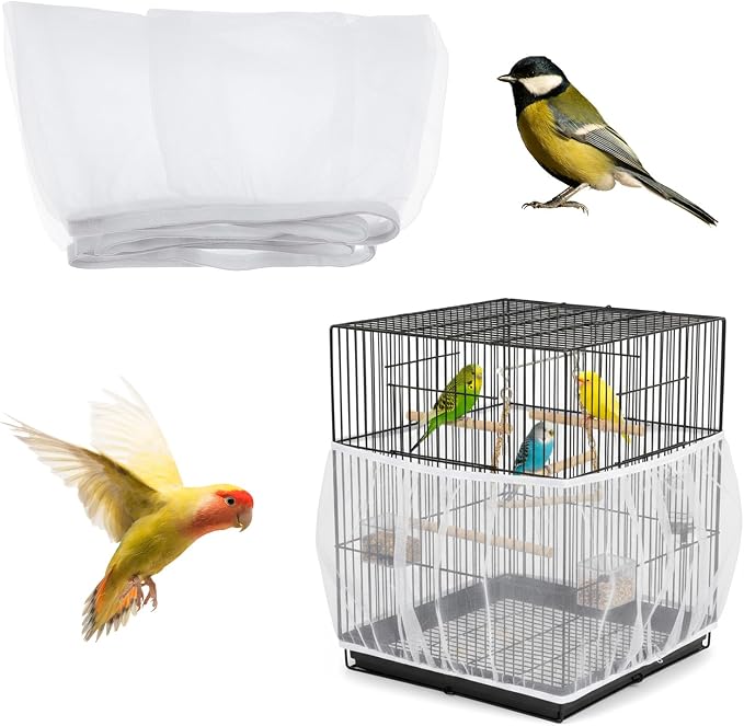 Bird Cage Seed Catcher, Universal Adjustable Birds Cages Cover Net Liner by Unknown