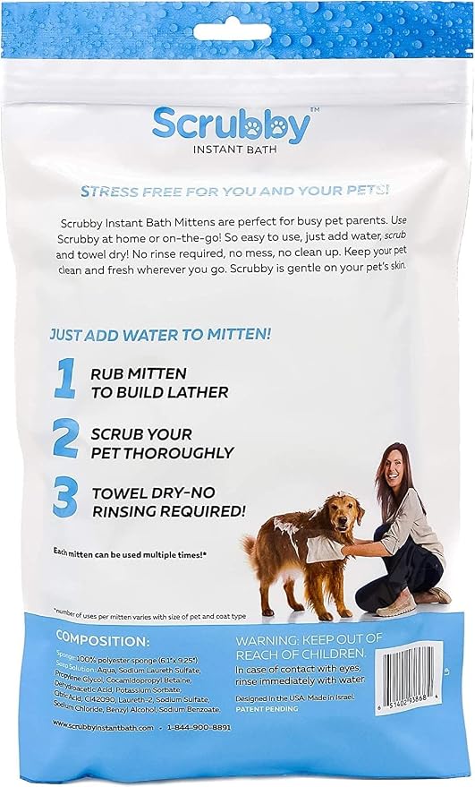 No Rinse Wipes | Rinse Free Shampoo Mittens | Dogs & Cats | Bath Wipes | - Image 3