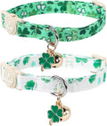 2Pack St. Patrick's Day Cat Collars, Spring Green Shamrock Cat Collars by UPURARAPUP