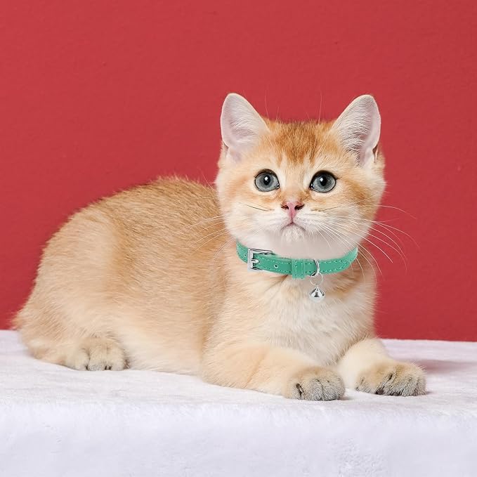 PUPTECK 2 PCS Soft Genuine Leather Cat Kitten Collar - Image 2