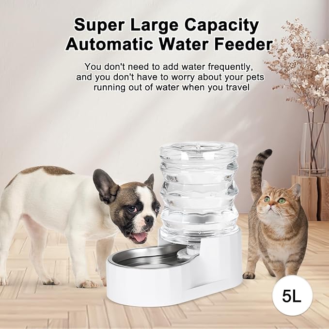 RIZZARI Dog Water Bowl Dispenser: 5L Large Stainless Steel Gravity Feeder - Image 3