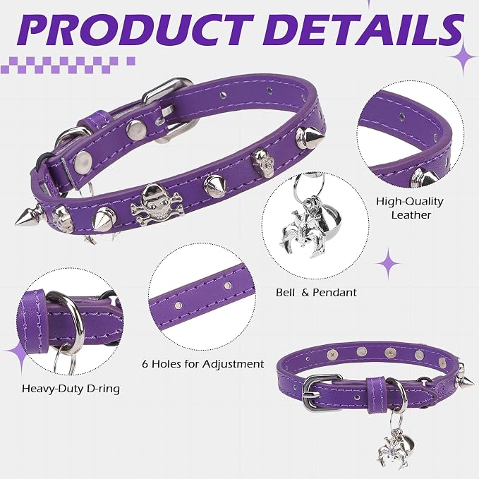 EXPAWLORER Leather Cat Collar for Girl Boy- Adjustable Pet Collar - Image 3