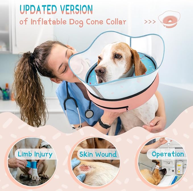 Supet Raised Inflatable Dog Cone Collar to Stop Licking, Soft Dog Cone - Image 2