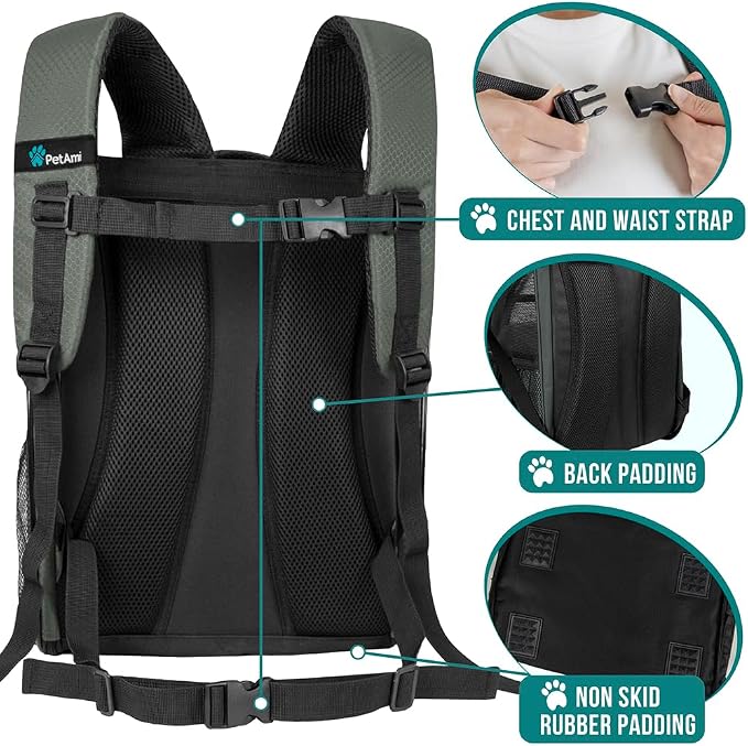 PetAmi Dog Backpack Carrier for Small Large Cat, Ventilated Pet Hiking Backpack - Image 5