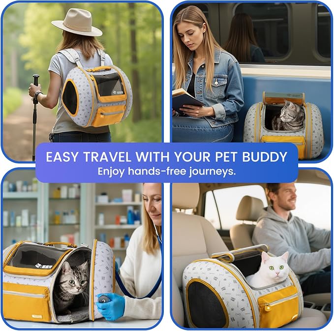 Cat and Dog Backpack Carrier, Foldable Breathable Pet Carrier Backpack - Image 6