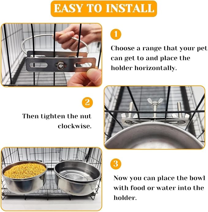 PINVNBY 2pcs Stainless Steel Bird Bowl Water Bowl Stainless Steel Bird Feeding - Image 5
