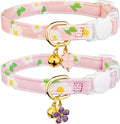 2 Pack Cotton Breakaway Cat Collar Purple and Pink Flowers Pendant Cute Kitten by Fyeqyaou