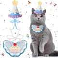 Sanwuta 2 Pcs Cat Birthday Party Supplies, Knit Cat Hat Kitten Birthday Bib by Sanwuta