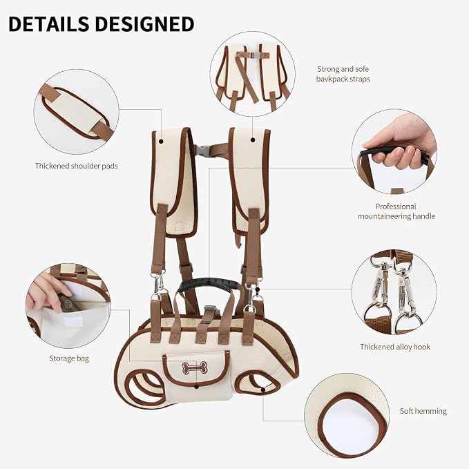 Dog Backpack Carrier for Small Dogs, Dog Lift Harness Adjustable Padded - Image 5