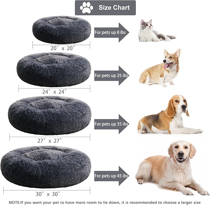 WNPETHOME Calming Dog & Cat Bed, Anti-Anxiety Donut Bed, Fluffy Faux Fur Cushion - Image 6