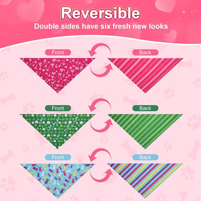 Valentines Dog Bandana St Patricks Day and Easter Dog Bandana Large 3PCS - Image 7