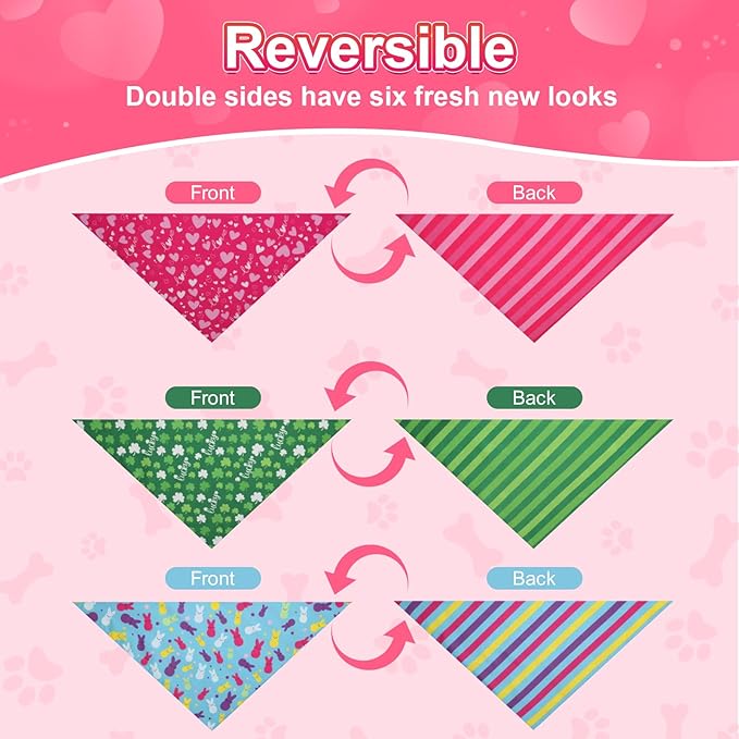 Valentines Dog Bandana St Patricks Day and Easter Dog Bandana XLarge 3PCS - Image 7