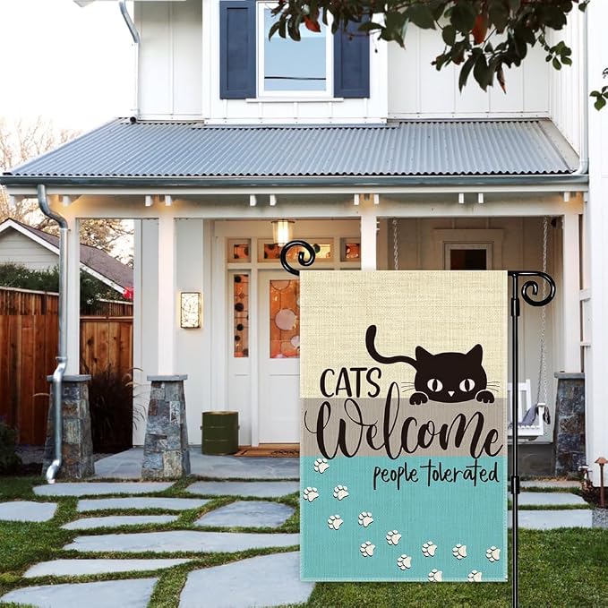 Cats Welcome People Tolerated Garden Flag, Pet Lover Porch Flag, Outdoor Home - Image 5