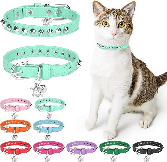 Leather Cat Collars for Boy Girl Cats by DILLYBUD