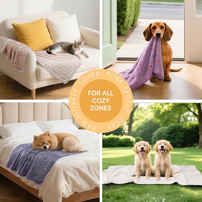 Luciphia 1 Pack 6 Dog Blankets Cat Soft Fluffy Fleece Pet Blanket Warm Cute - Image 3